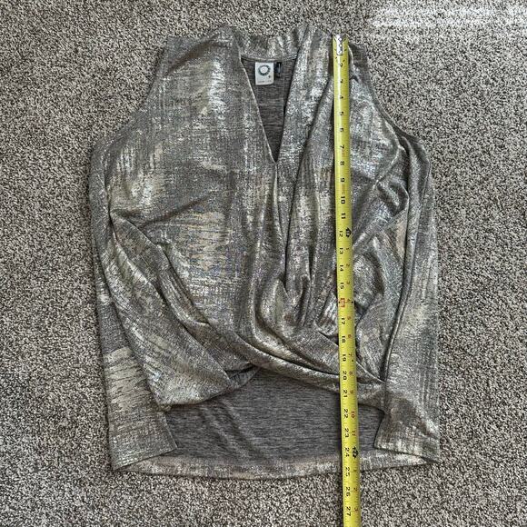 Akemi + Kin Anthropologie silver metallic wrap sleeveless top size S - Picture 10 of 12